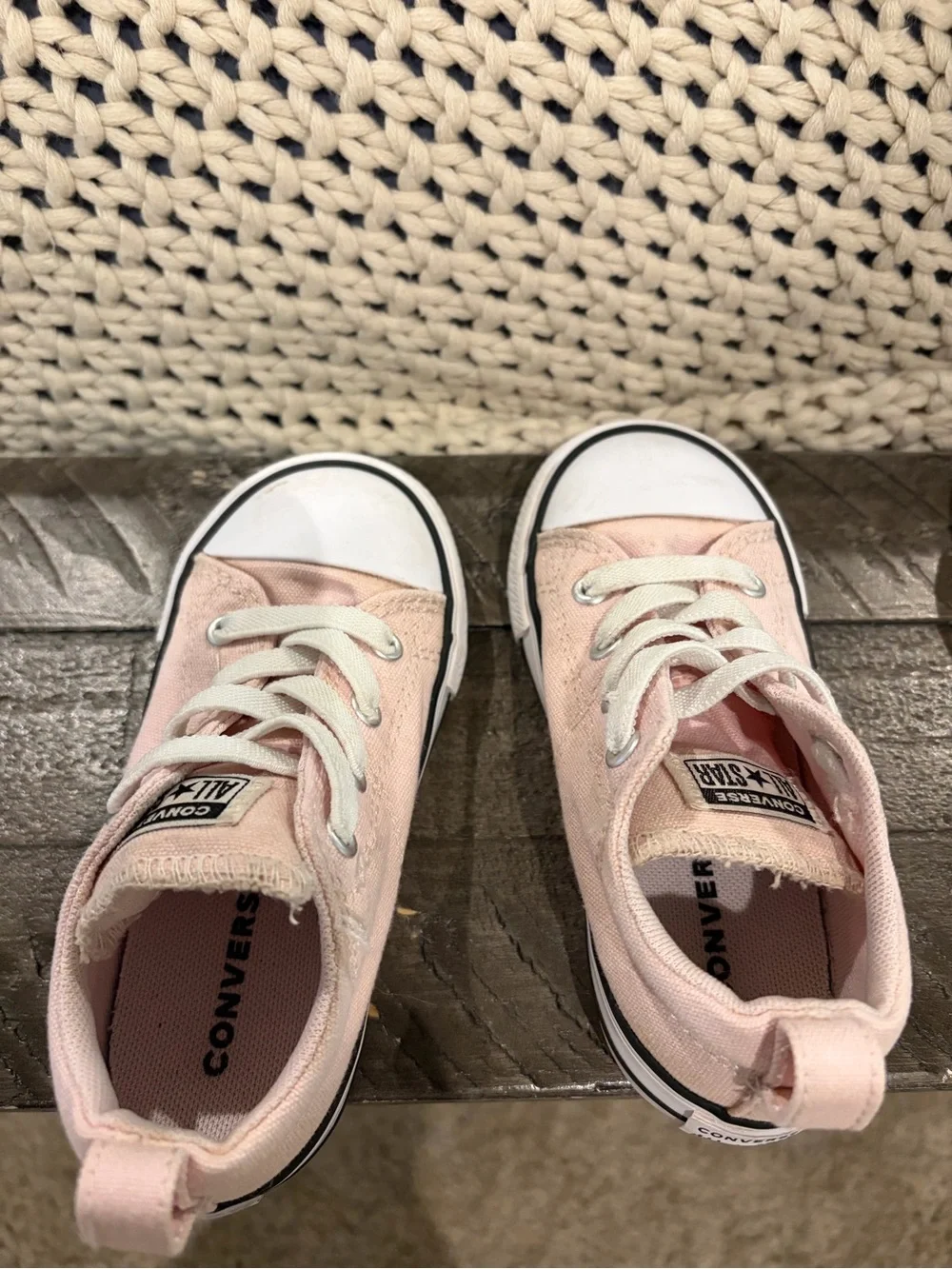 Converse Kids Low Top Sneakers in Pale Pink and White